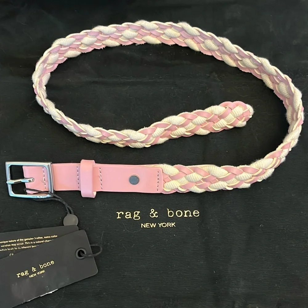 RAG & BONE NWT Baby Boyfriend Woven Belt - Peony- Size XS